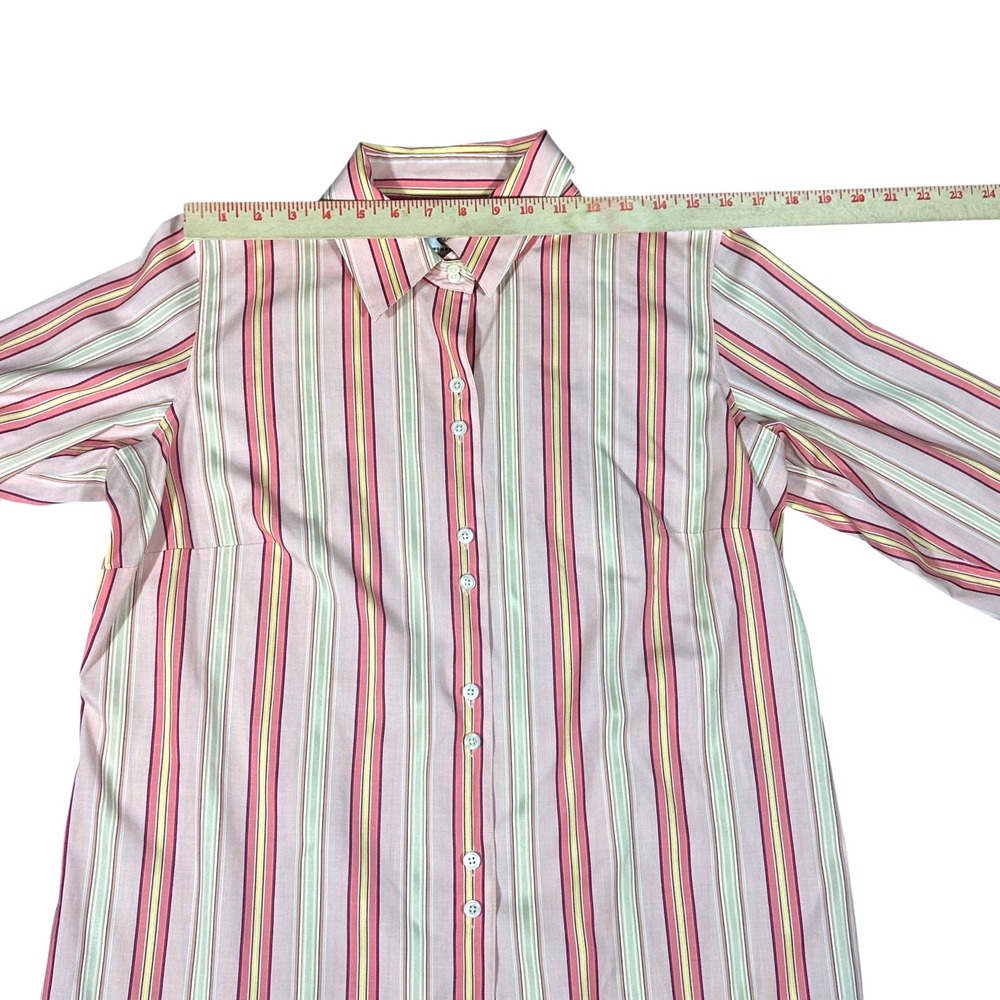 Talbots Button Down Shirt Women 12WP Pink Striped Wrinkle‎ Resistant Stretch - Picture 5 of 9